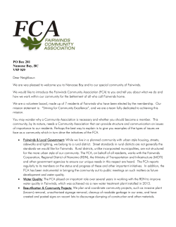 Welcoming Letter - Fairwinds Community Association
