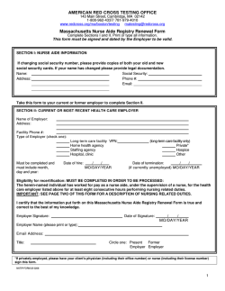 AMERICAN RED CROSS TESTING OFFICE Massachusetts Nurse