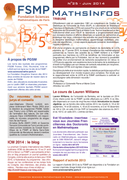 MathsInfos n°25 - Fondation sciences mathématiques de Paris