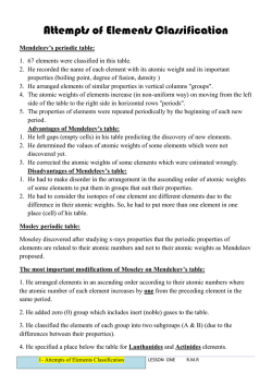 Attempts of Elements Classification