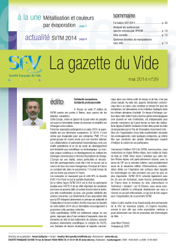 La gazette du Vide - Société Française du Vide