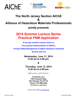2014 Summer Lecture Series Practical PSM Application