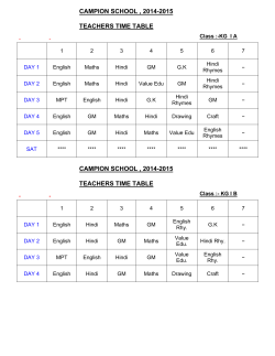 CAMPION SCHOOL , 2014-2015 TEACHERS TIME TABLE