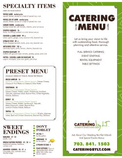 Catering Menu - Lebanese Taverna