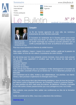 Bulletin n°19 - vendredi 14 novembre 2014