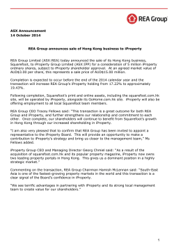 REA Group announces sale of Hong Kong business to iProperty