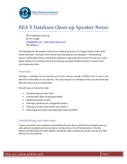 REA 9 Database Clean-up Speaker Notes