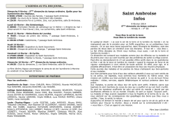 Dimanche 9 f&eacute;vrier - Paroisse Saint Ambroise