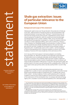 Shale gas extraction: issues of particular relevance to