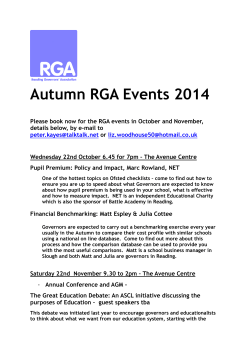 Autumn RGA Events 2014 - Reading Education Services