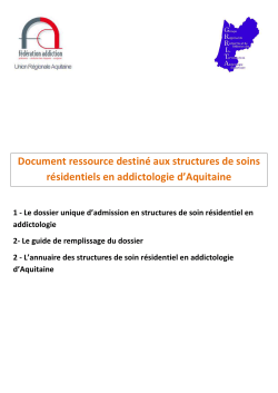 Document ressource pour les structures de soins r&eacute;sidentiels en