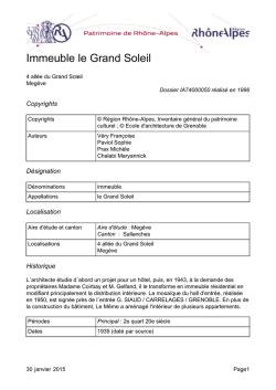 Immeuble le Grand Soleil - Inventaire G&eacute;n&eacute;ral du Patrimoine Culturel