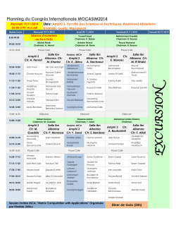 Planning du Congrès Internationale MOCASIM2014
