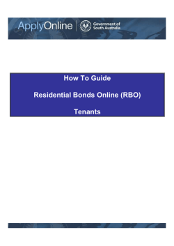 How To Guide Residential Bonds Online (RBO) Tenants