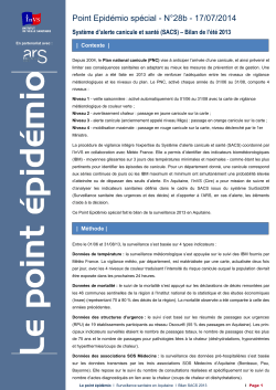 Point Epidémio spécial - N°28b - 17/07/2014