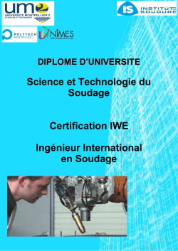 Science et Technologie du Soudage Certification IWE - CNR