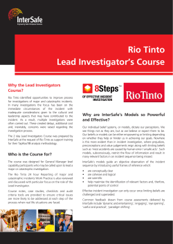 Rio Tinto Lead Investigator Course