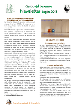 Newsletter Luglio 2014 - Centro del Benessere
