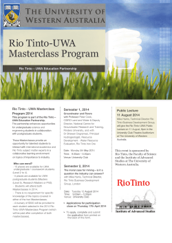Rio Tinto-UWA Masterclass Program - Faculty of Science
