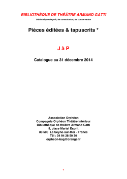 Catalogue J à P Word 31-12-2014 - Bibliothèque de théâtre Armand