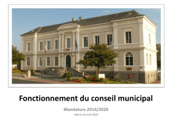 Fonctionnement du conseil municipal Mandature 2014/2020