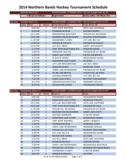 2014 Game Schedule - Northern Bands Hockey Tournament
