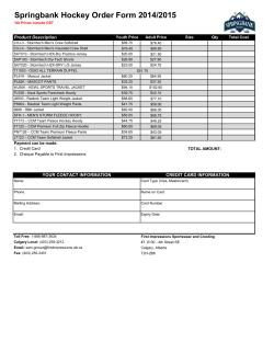 Springbank Hockey Order Form 2014/2015