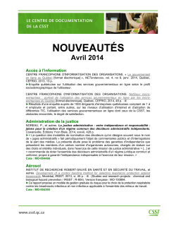 Avril 2014 (PDF) - CSST - Centre de documentation