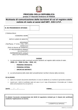 PROCURA DELLA REPUBBLICA Richiesta di comunicazione delle