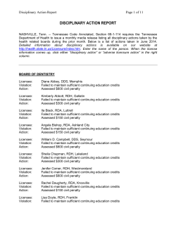 June 2014 - the Tennessee Department of Health