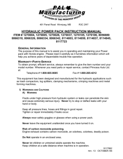 HYDRAULIC POWER PACK INSTRUCTION MANUAL