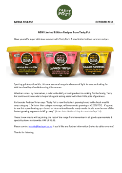 Tasty Pot Media Release Oct14 - New Zealand Guild of Food Writers