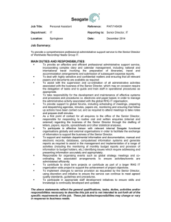 Job Summary: MAIN DUTIES AND RESPONSIBILITIES: