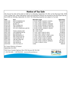 Tax Sale List as at September 26, 2014 [PDF