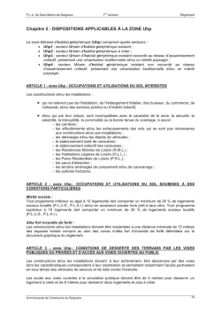Chapitre 2 : DISPOSITIONS APPLICABLES &Agrave; LA ZONE Uhp