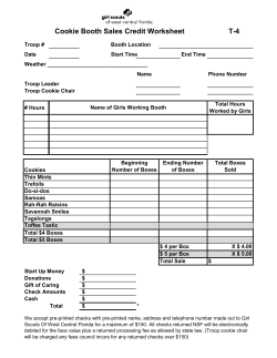 Cookie Booth Sales Credit Worksheet T-4