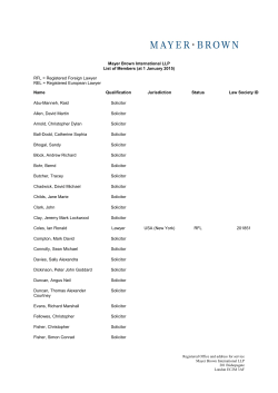 Mayer Brown International LLP List of Members (at 4 October 2014