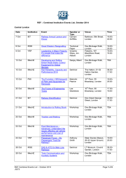 REF – Combined Institution Events List, Spring 2007