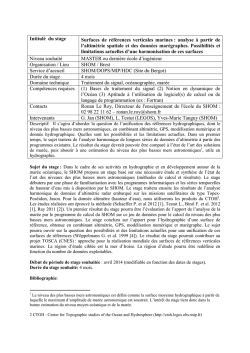 Intitul&eacute; du stage Surfaces de r&eacute;f&eacute;rences verticales marines