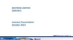 Presentation to Investors October 2014