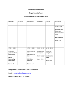LLB Level 1 Part Time - University of Mauritius