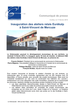 Inauguration des ateliers relais Eur&eacute;kalp &agrave; Saint