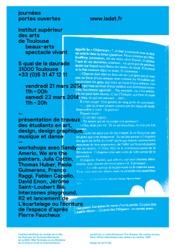 Journ&eacute;es portes ouvertes - ISDAT, Institut sup&eacute;rieur des arts de