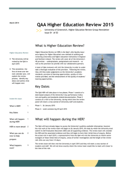 QAA Higher Education Review 2015