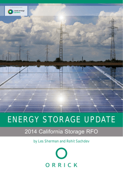 Energy Storage Update - 2014 California Storage RFO