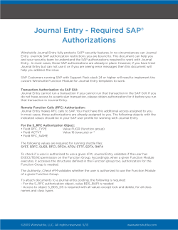 Journal Entry - Required SAP® Authorizations