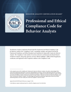 Professional and Ethical Compliance Code for Behavior Analysts