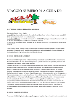 VIAGGIO NUMERO 01 A CURA DI: