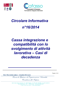 Circolare N.16-2014 Cassa Integrazione e compatibilità con lo