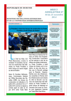MRECI NEWSLETTER N° 084 du 21 November 2014
